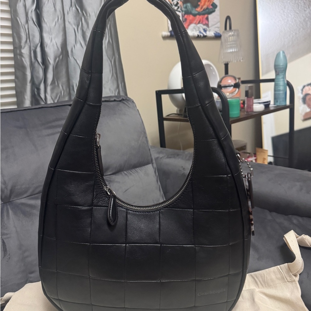 Coach Coachtopia Black Woven Leather Hobo Bag - Classic Women's Shoulder Bag